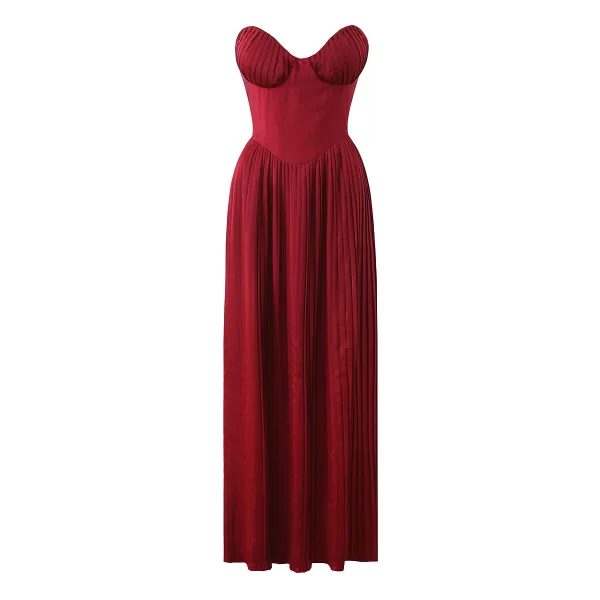 Elegant Pleated Strapless Maxi Dress for Women - Image 6