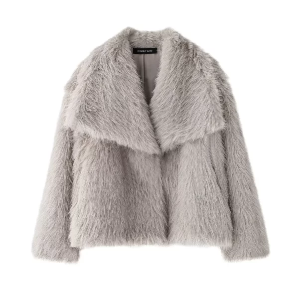 Chic Faux Fur Long Sleeve Jacket for Women - Image 5