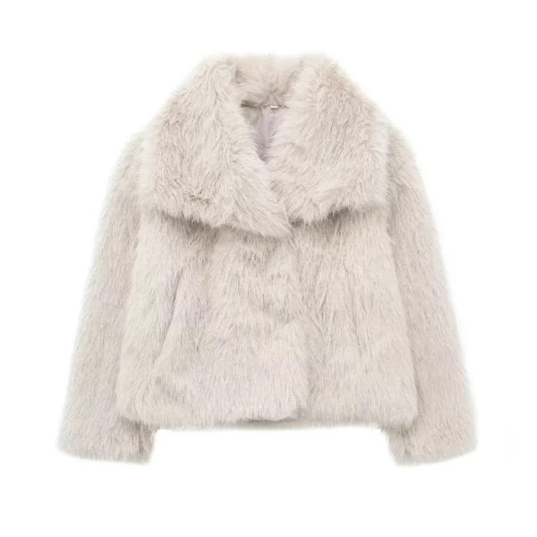 Chic Faux Fur Long Sleeve Jacket for Women - Image 10