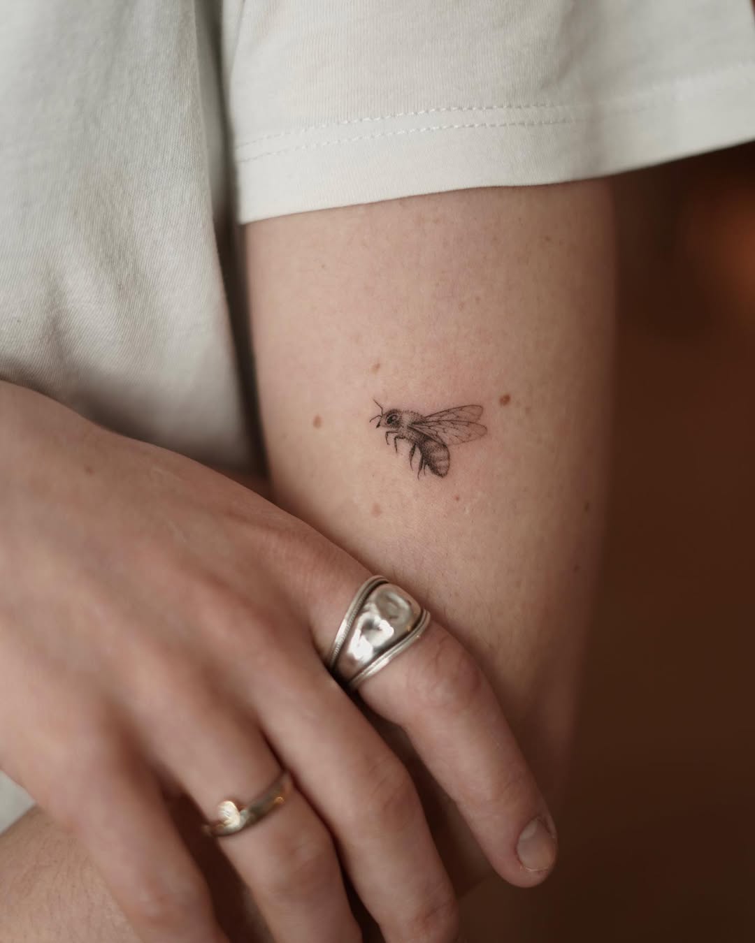 Realistic Minimalist Bee Tattoo Design