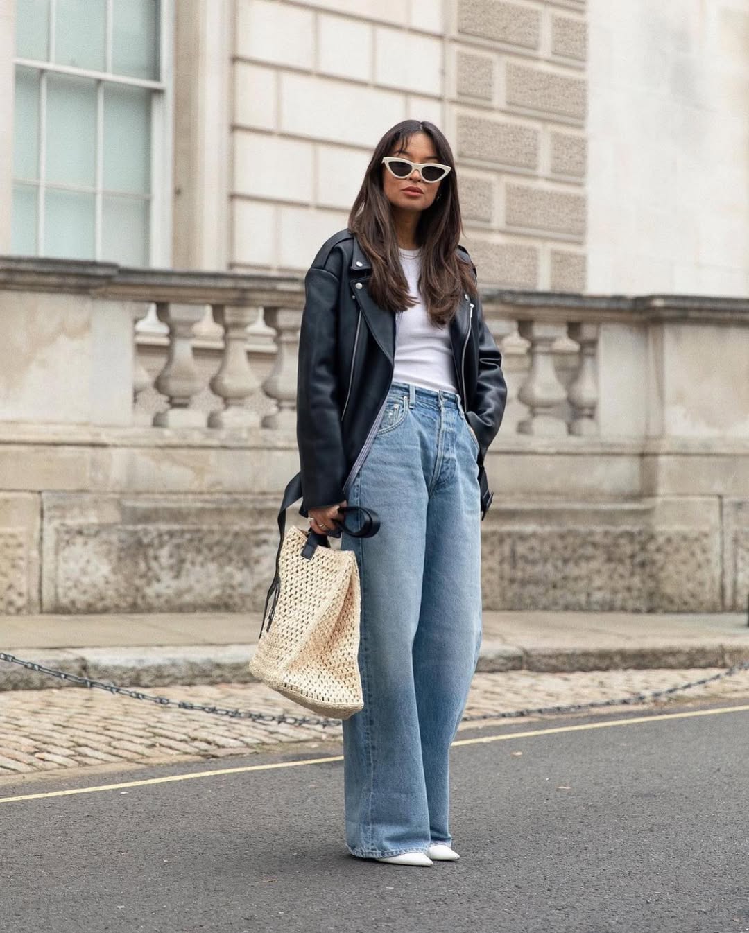 Casual yet chic leather jacket ensemble