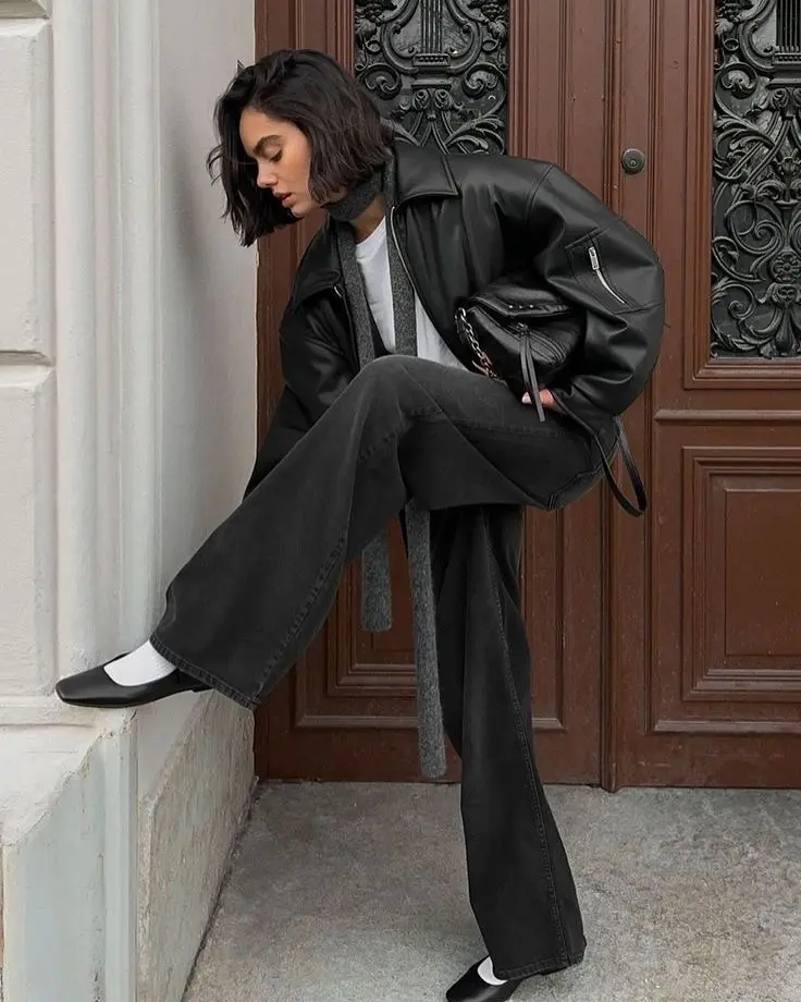 Edgy leather ensemble for modern street style
