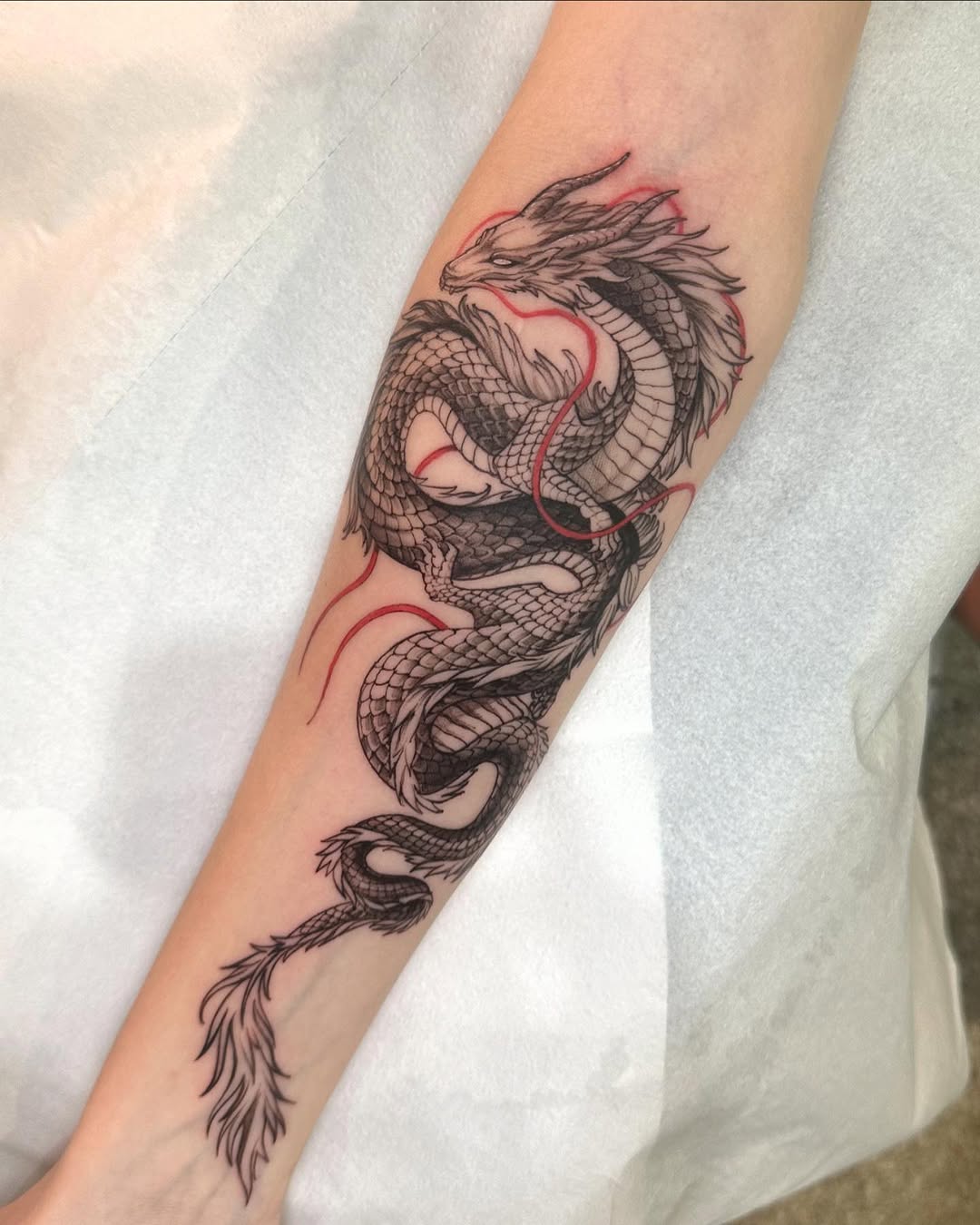 Intricate Dragon Tattoo with Flowing Details