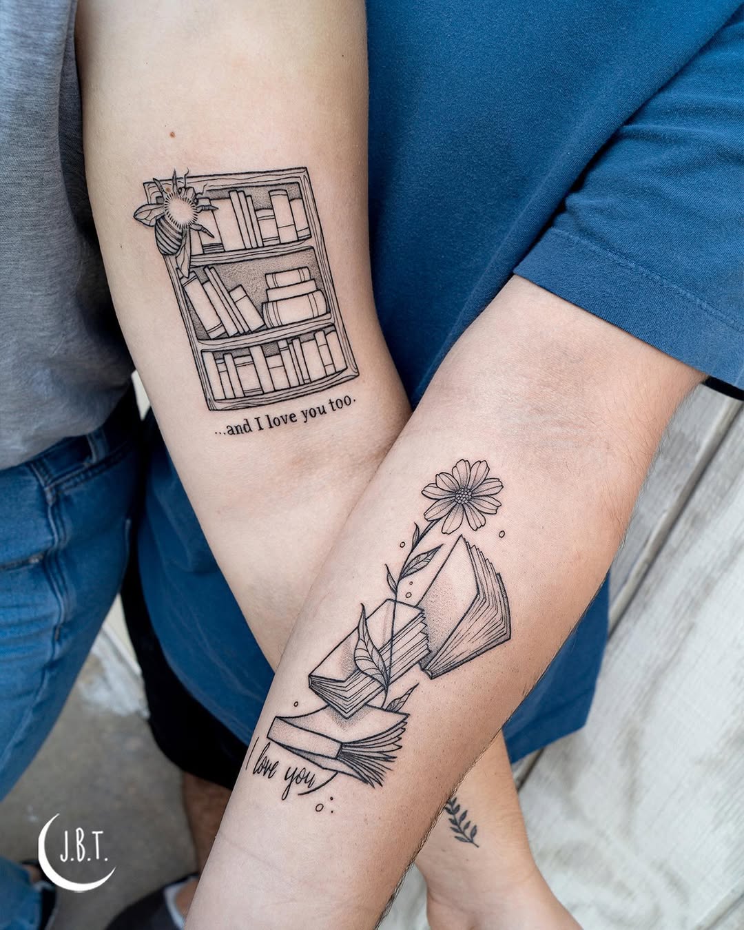 Unique book-themed tattoos celebrating love and literature