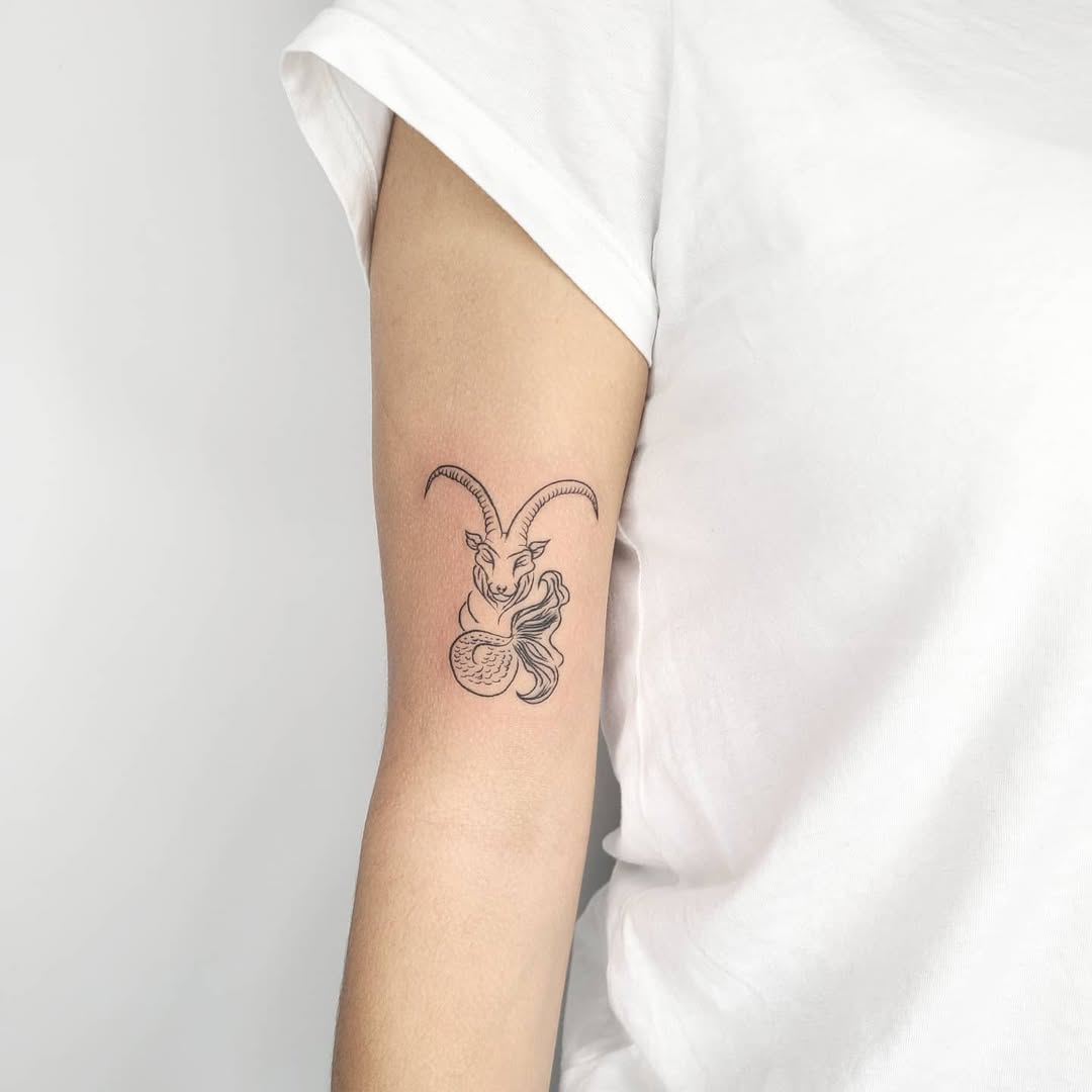 Stylish Capricorn Tattoo with Unique Design