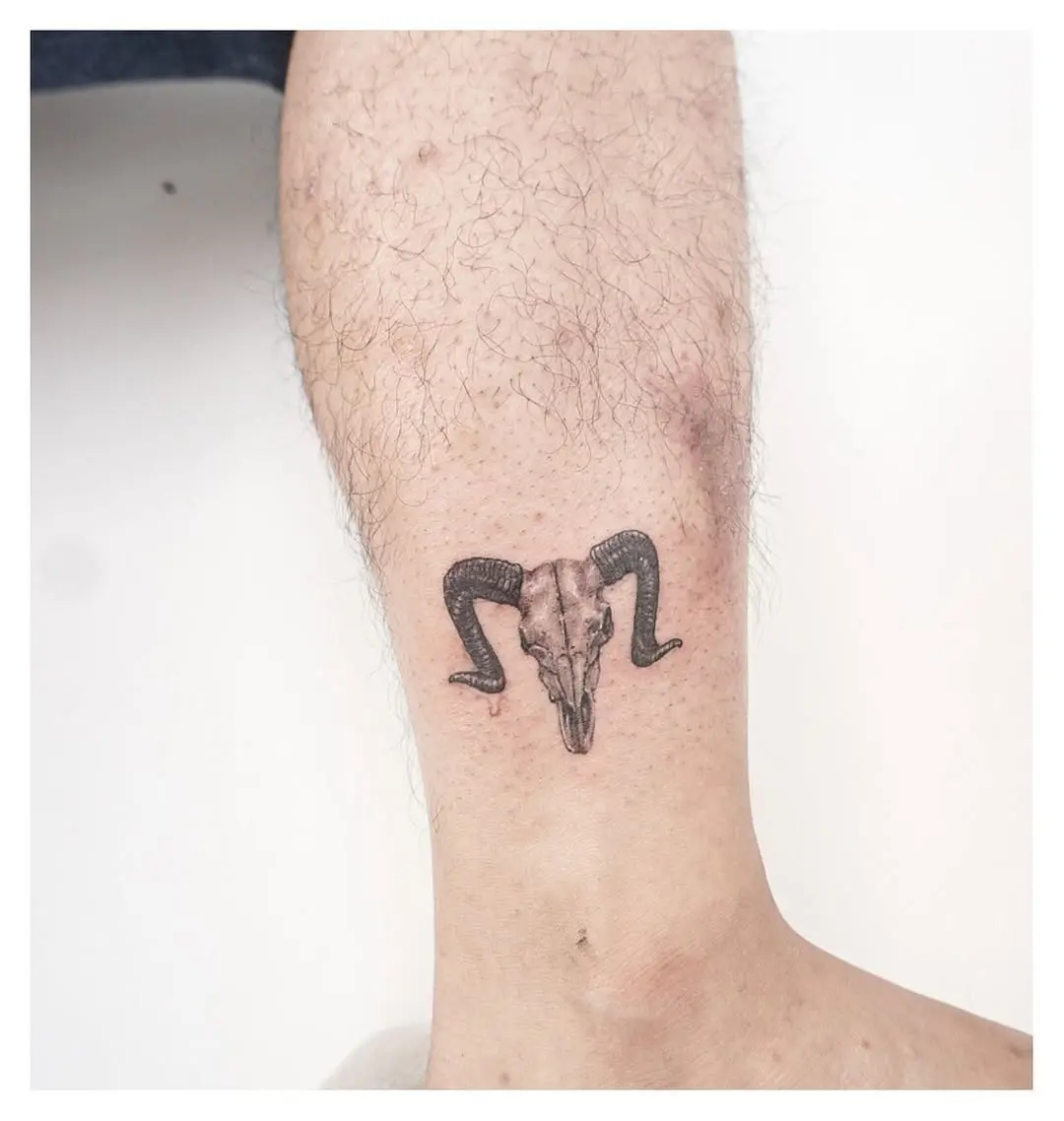 Intricate Capricorn Ram Skull Tattoo Design