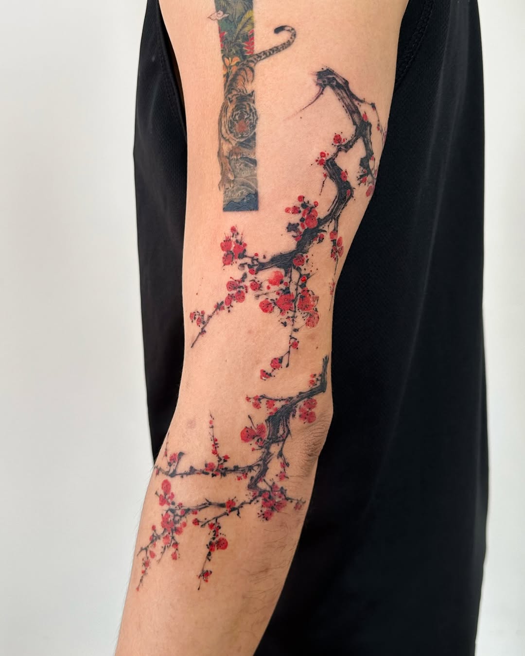 Elegant Cherry Blossom Tattoo on Arm