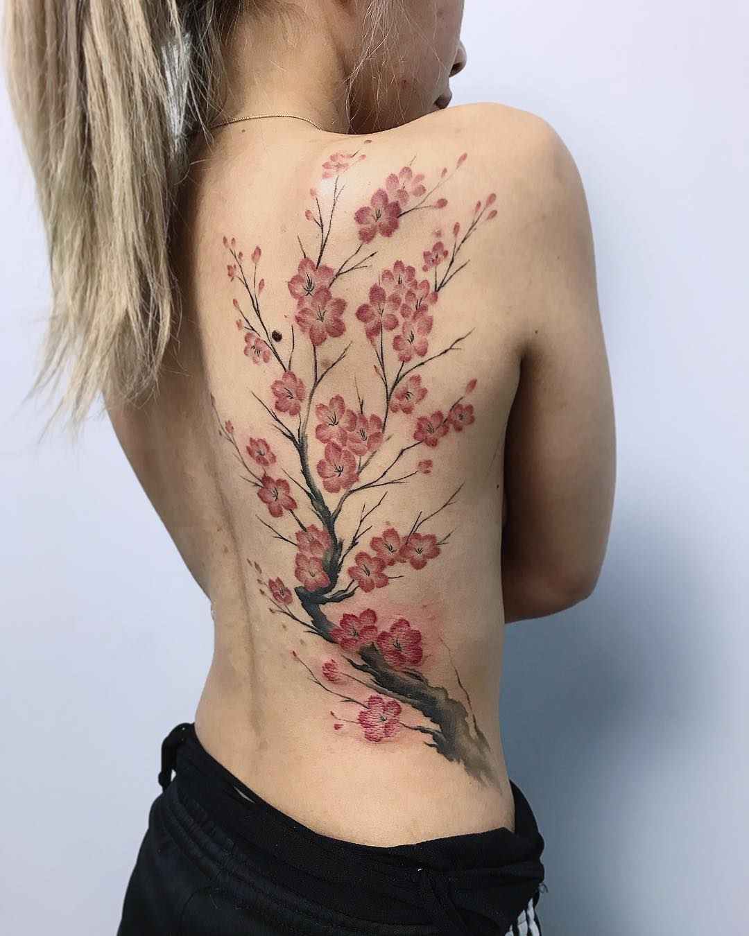 Stunning Cherry Blossom Tattoo on Back