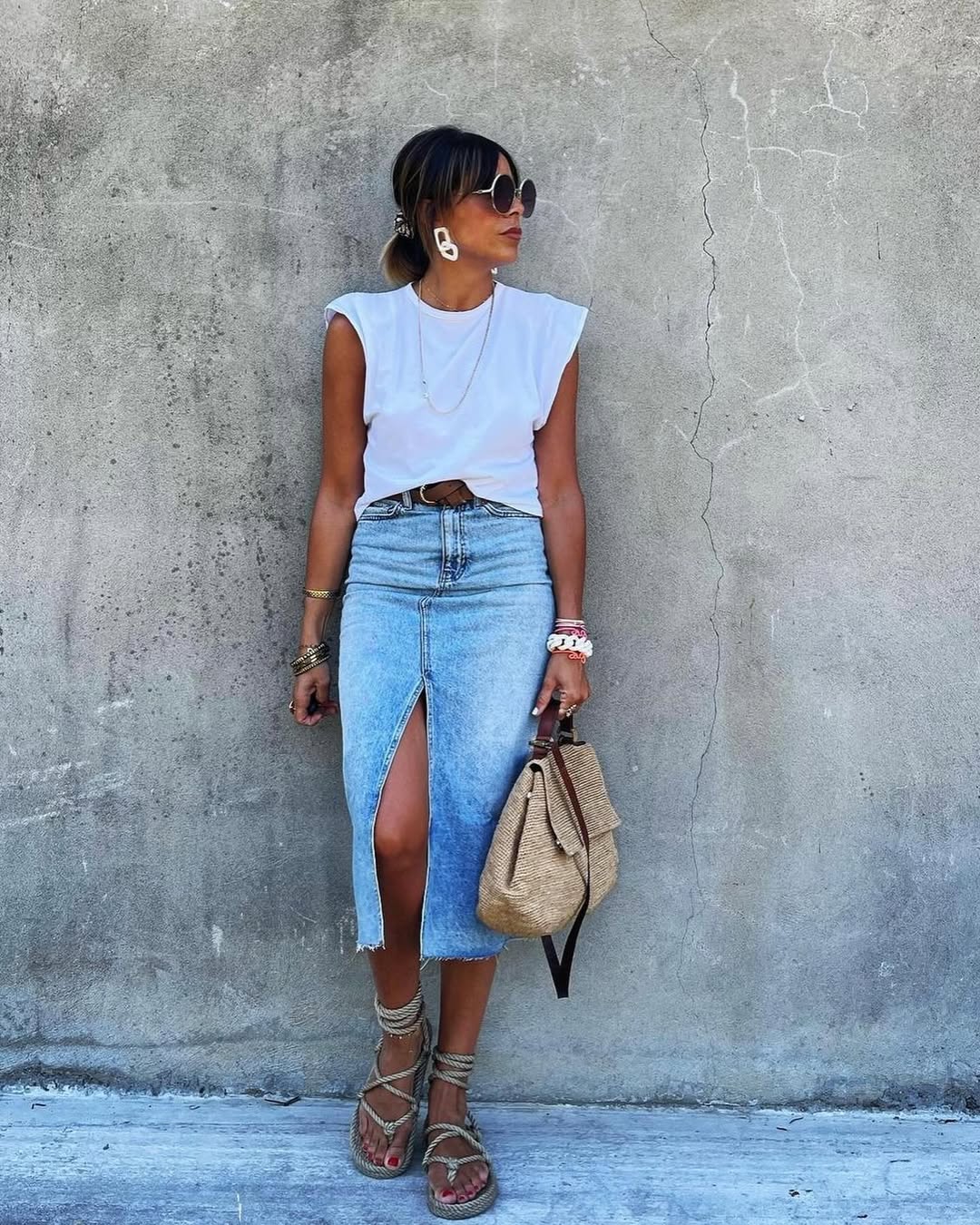 Casual Chic Look with a Denim Skirt