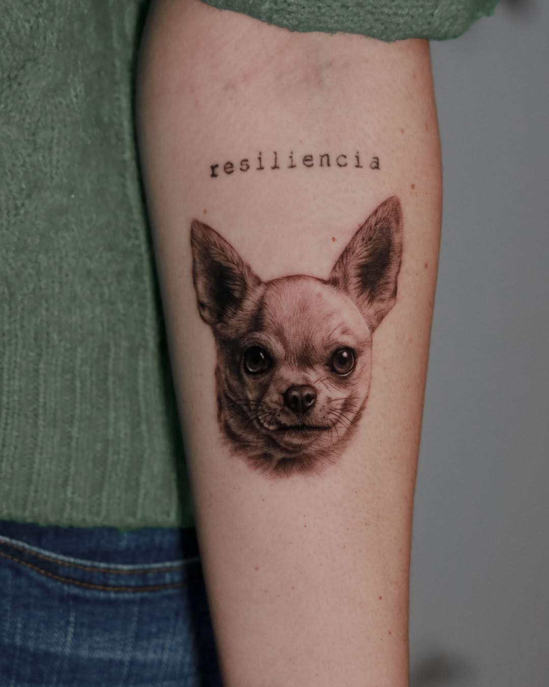 Charming Chihuahua Tattoo with Meaningful Text