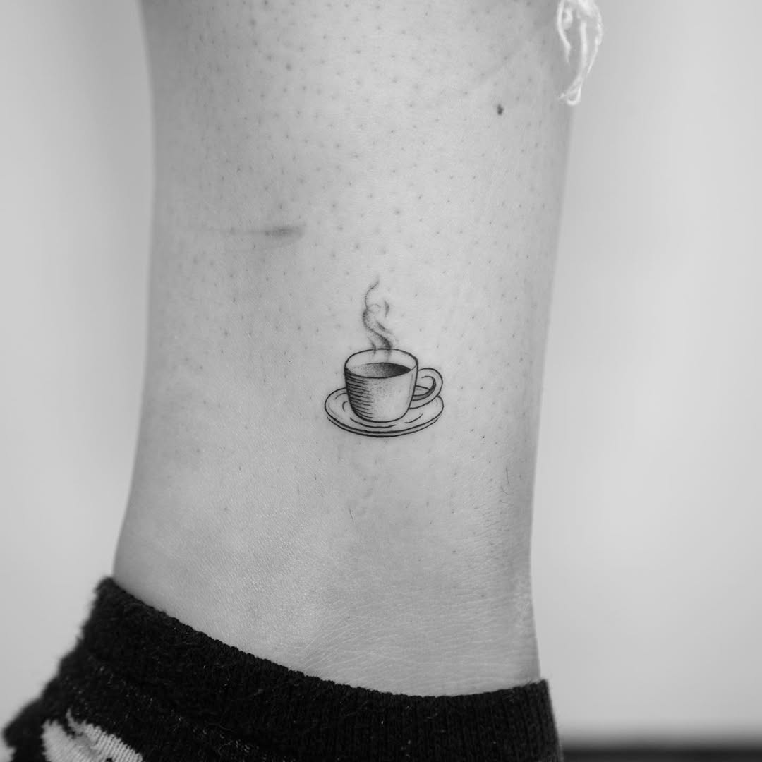 Charming Minimalist Coffee Cup Tattoo