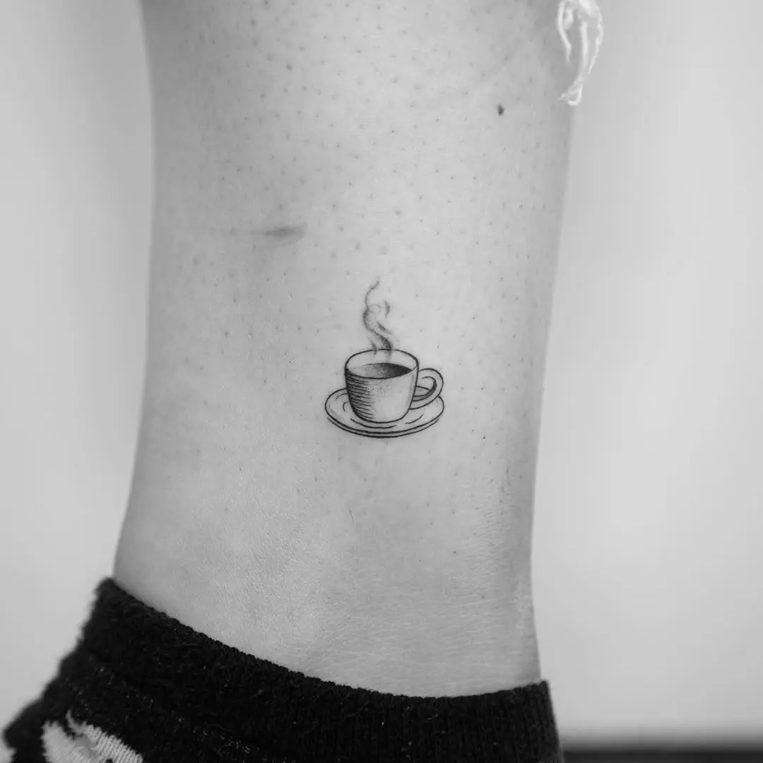 Charming Minimalist Coffee Cup Tattoo