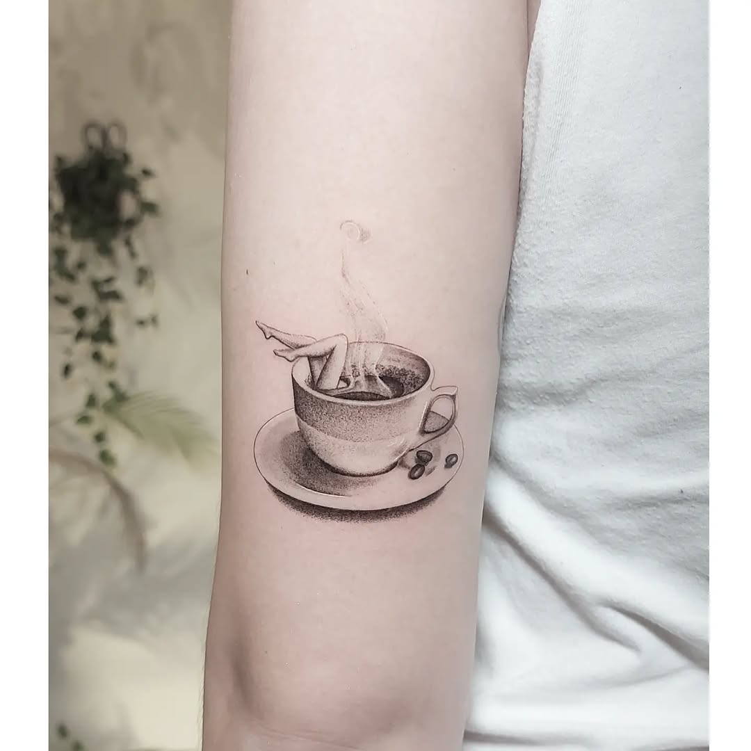 Unique designs of coffee-themed tattoos