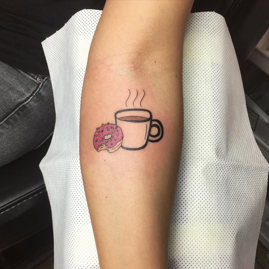 Minimalist coffee tattoo with a sweet twist