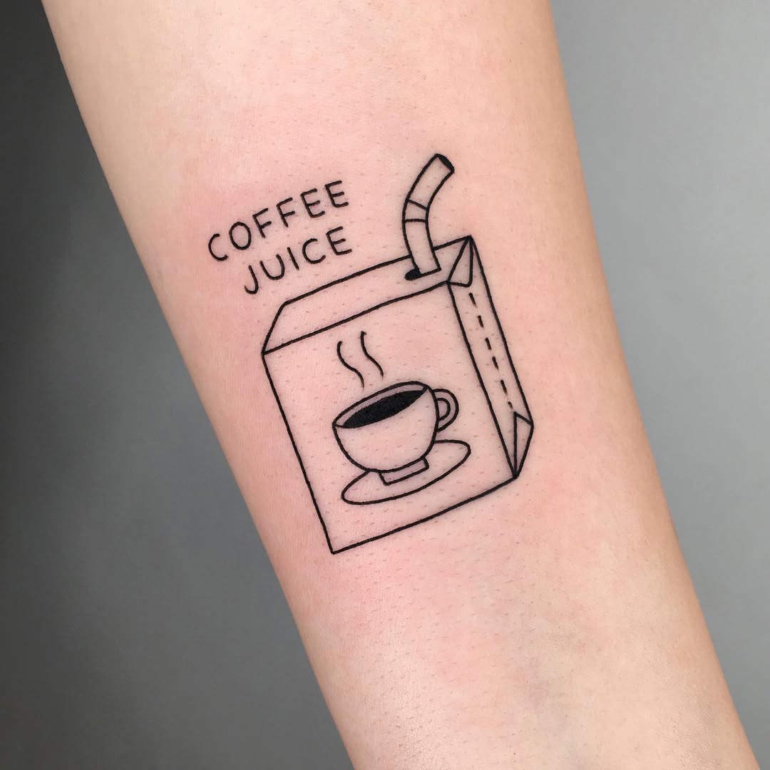 Whimsical Coffee Juice Minimalist Tattoo Design