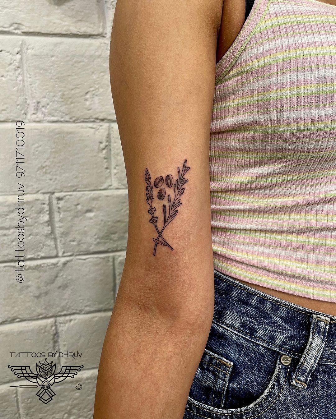 Stylish Minimalist Coffee Bean Tattoo Design