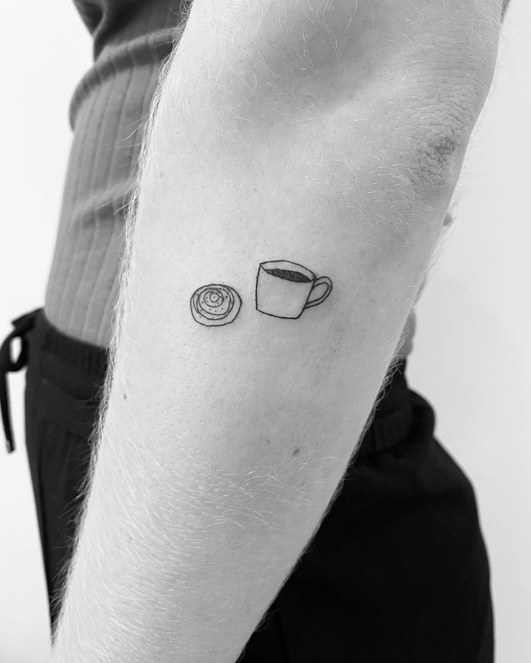 Minimalist coffee cup and dessert tattoo design