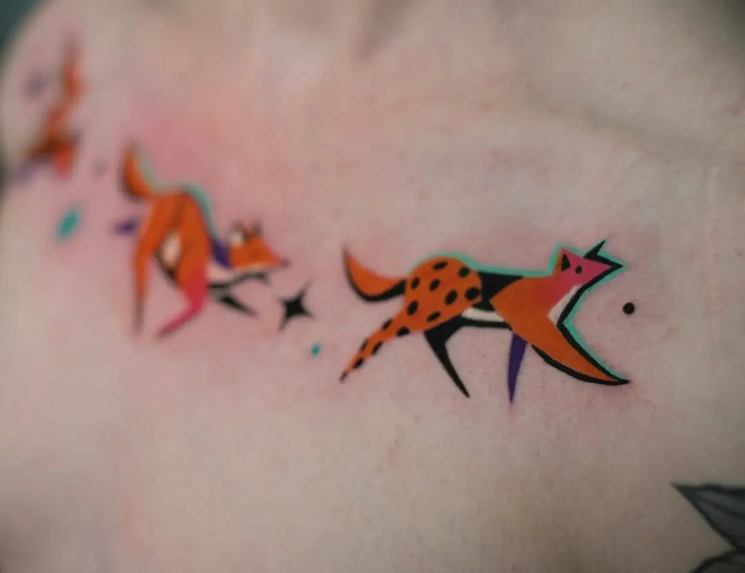 Playful foxes in colorful minimalist style