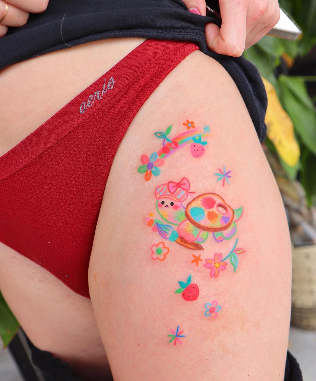 Playful and Colorful Turtle Tattoo Design
