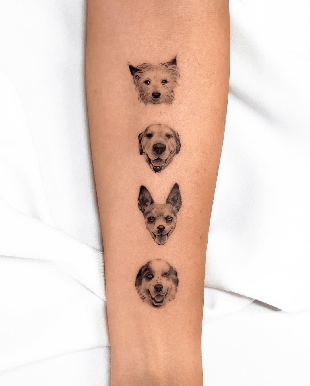 Charming Dog Faces Inked on Skin