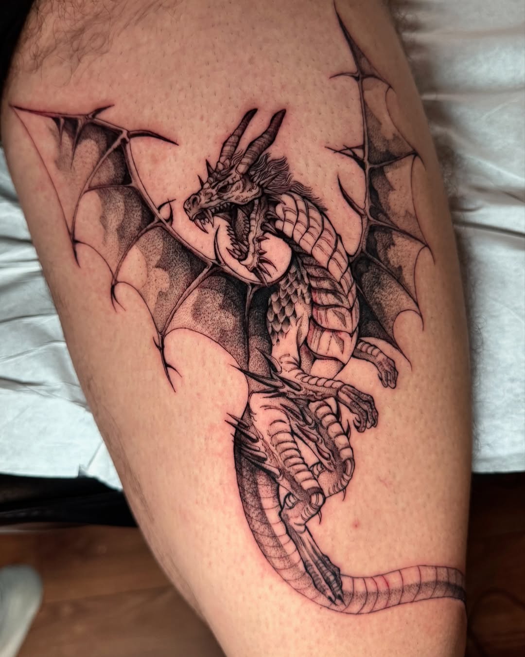 Impressive dragon tattoo showcasing intricate design