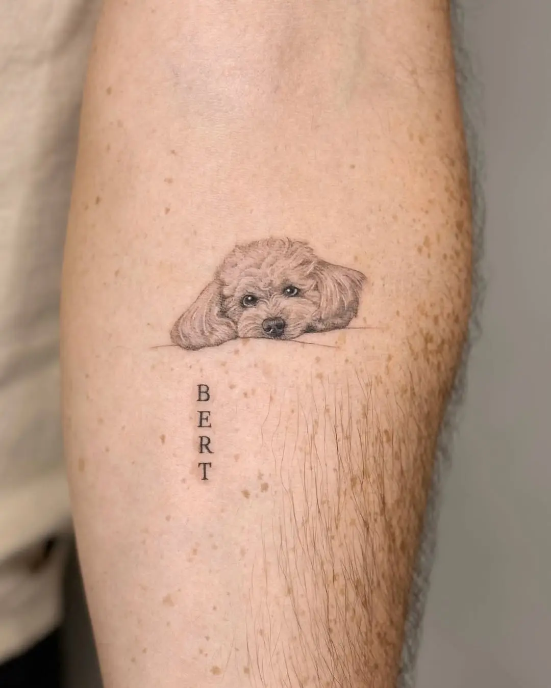 Charming portrait tattoo of a loyal pup