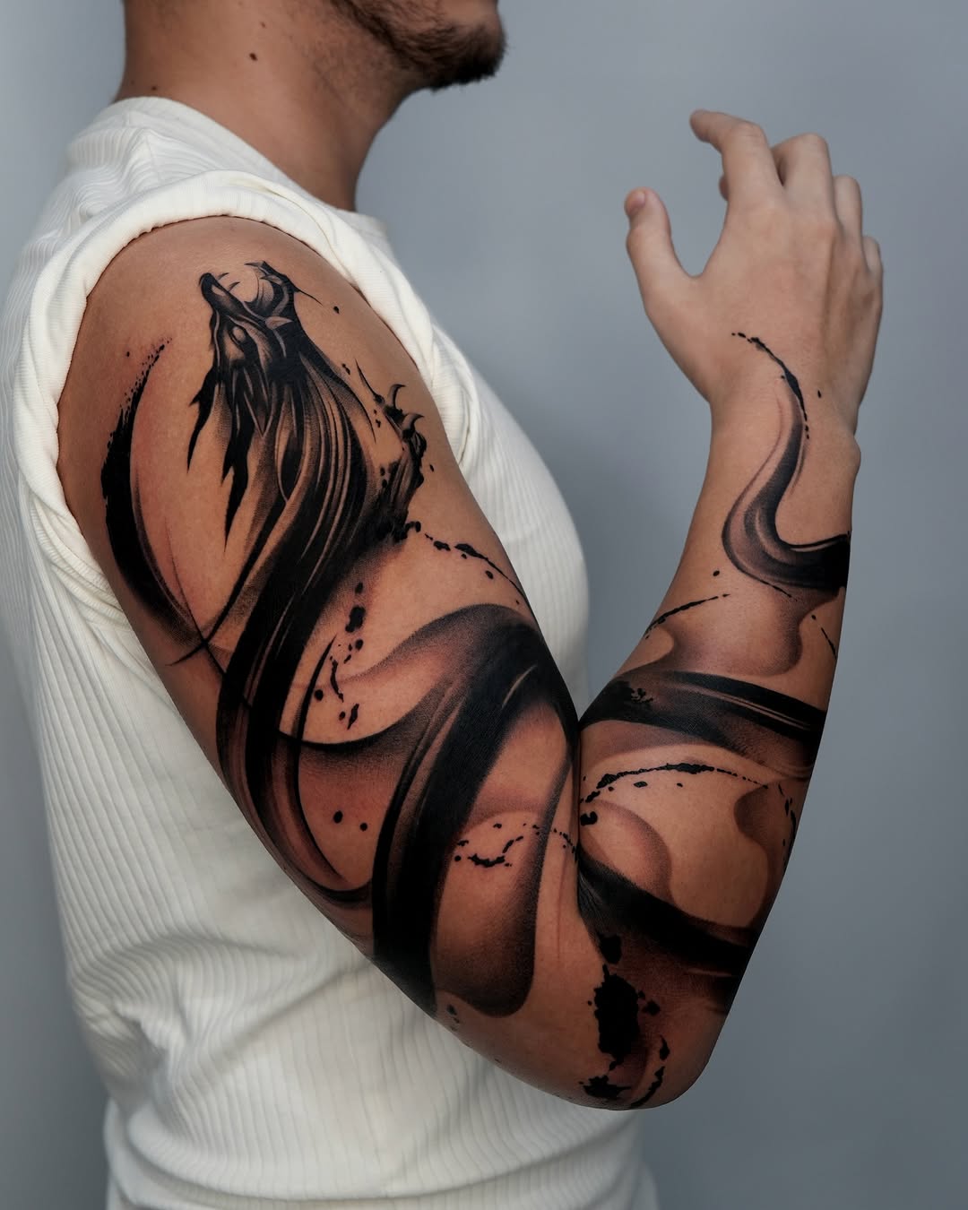 Bold and Artistic Dragon Tattoo Sleeve Design