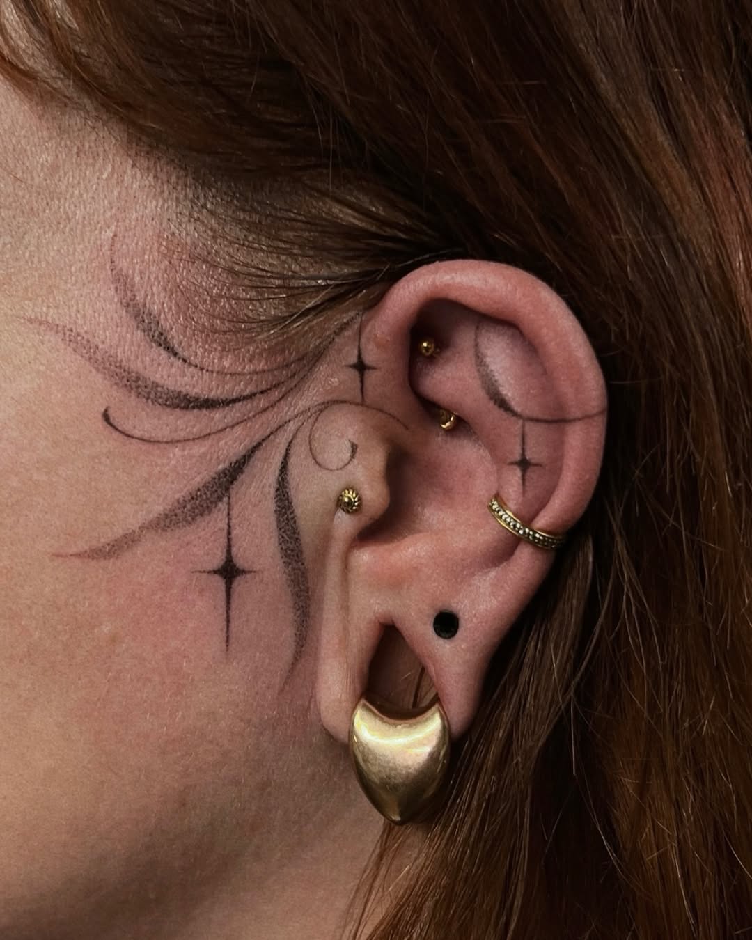 Elegant Floral Stars Adorning the Ear