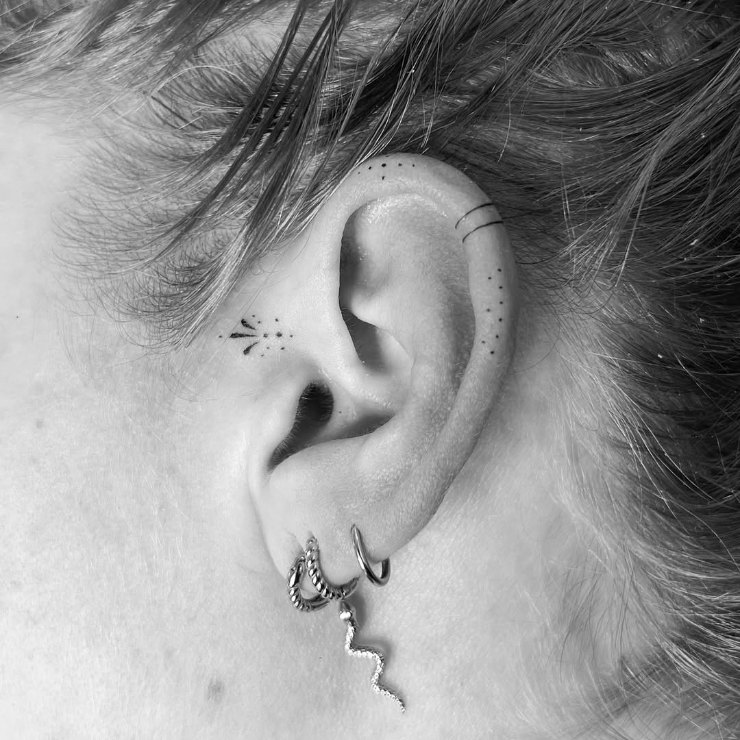 Unique minimalist tattoos highlighting ear aesthetics