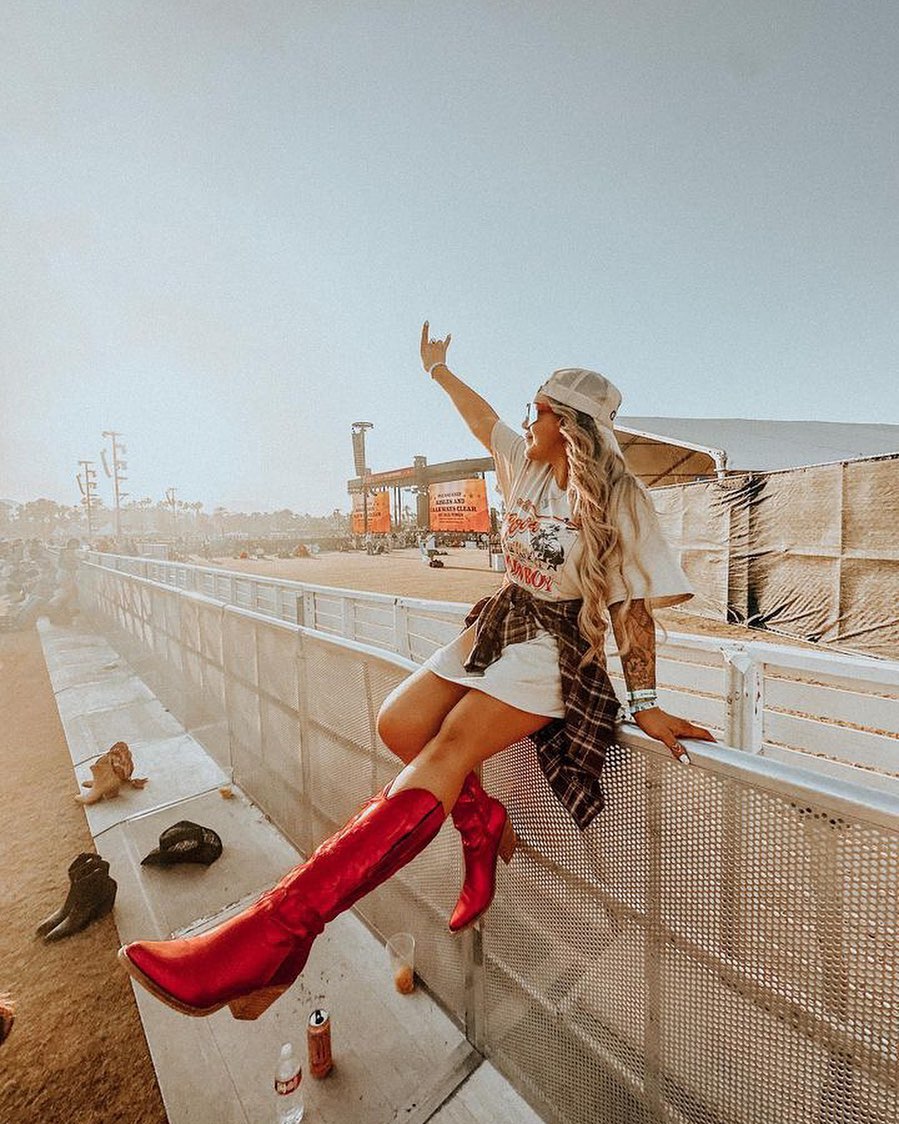 Chic Red Boots for Festival Vibes