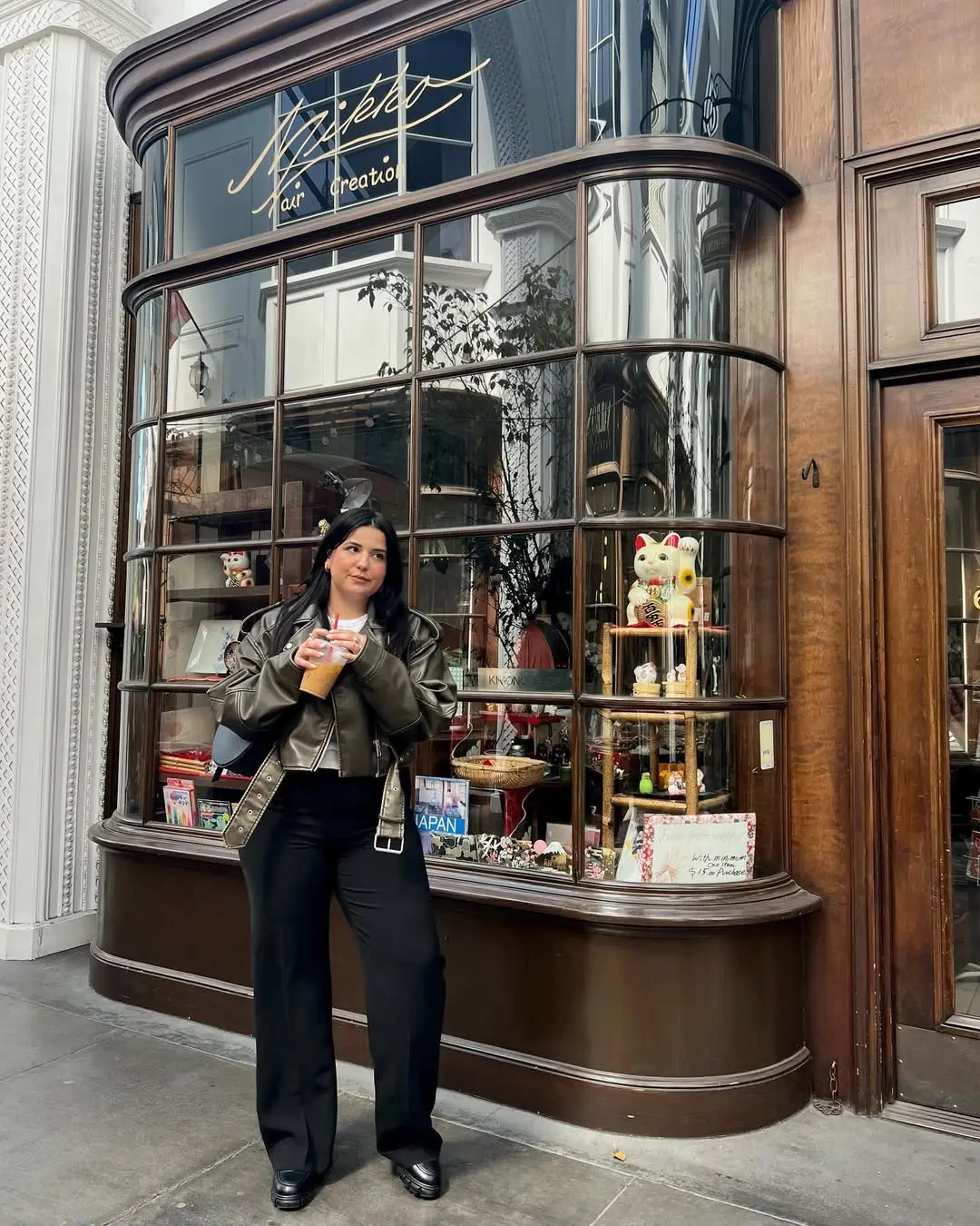 Chic leather jacket urban street style