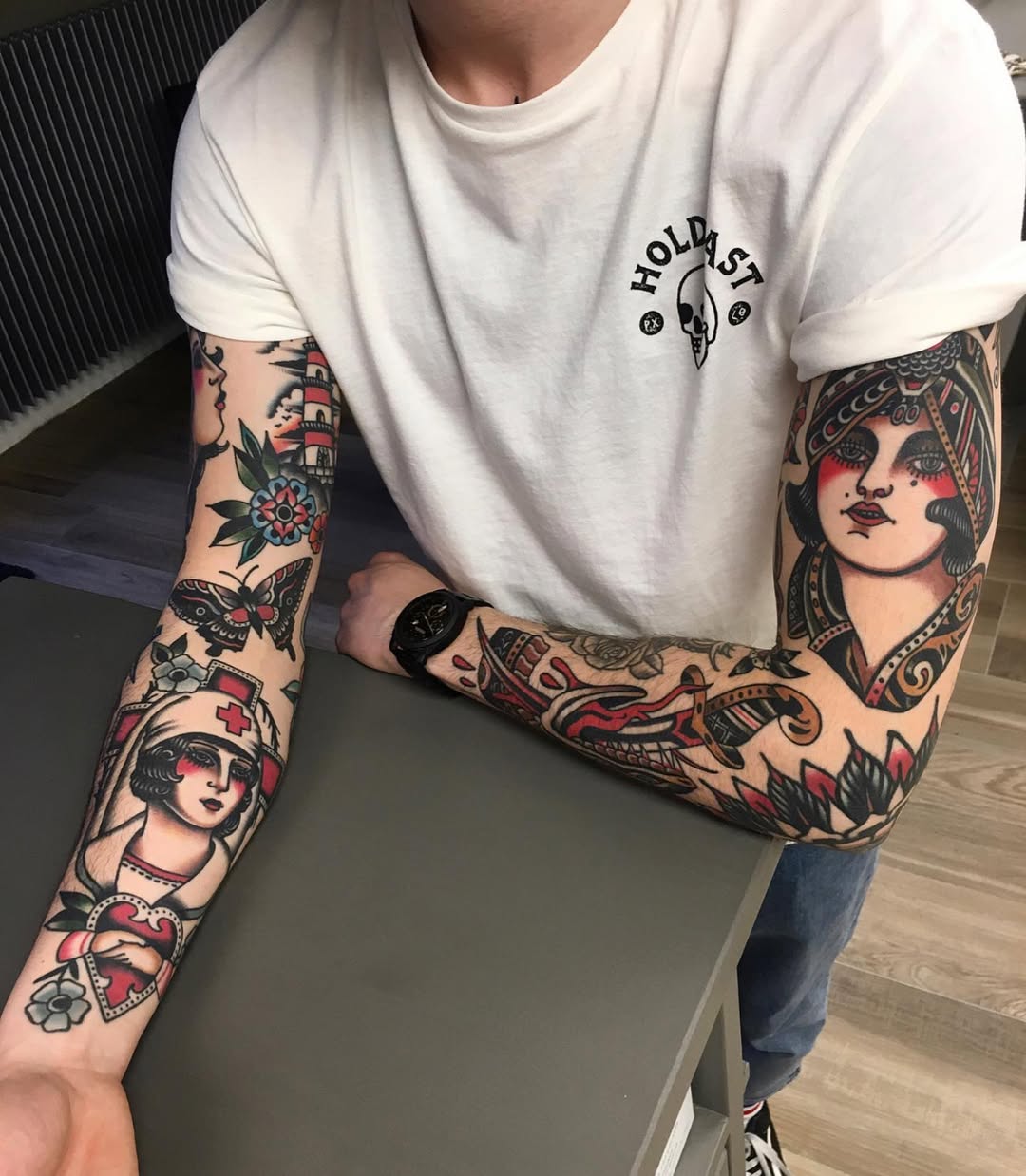 Vibrant Elbow Tattoos with Unique Themes