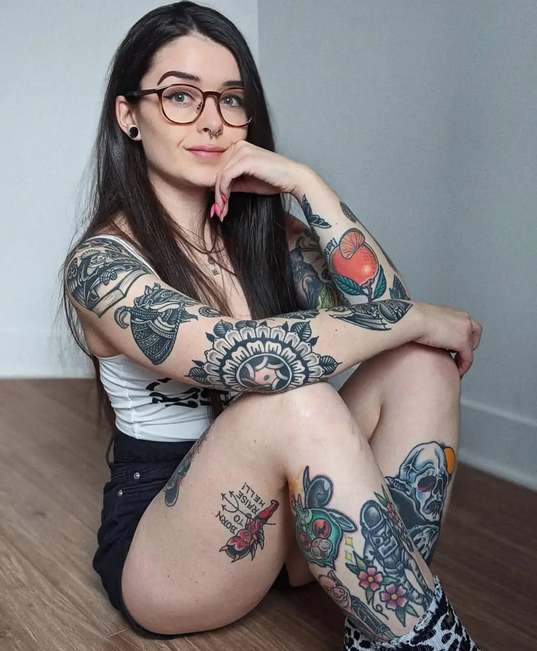 Trendy elbow tattoos with vibrant designs