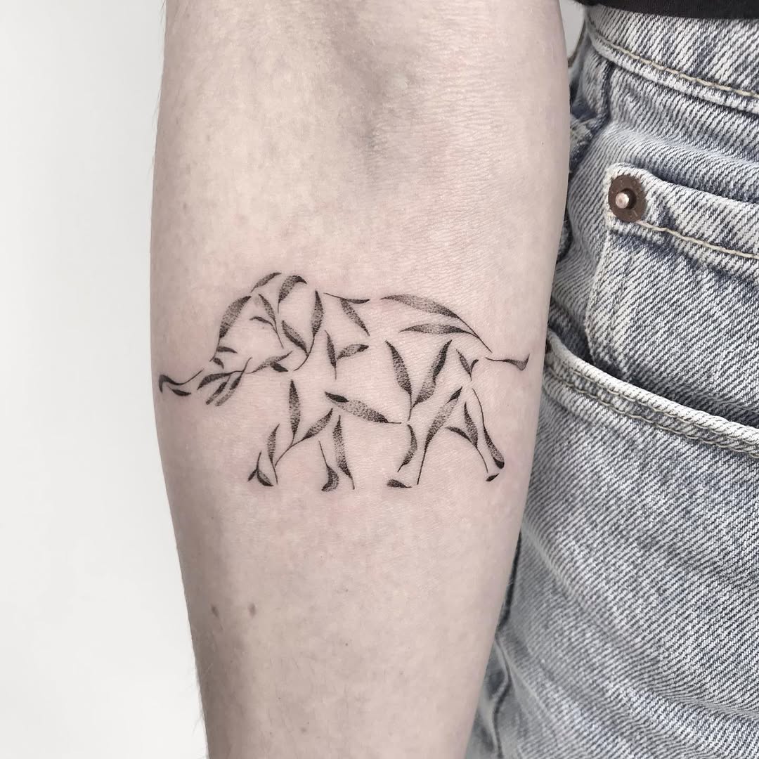 Stylish Minimalist Elephant Ink Design