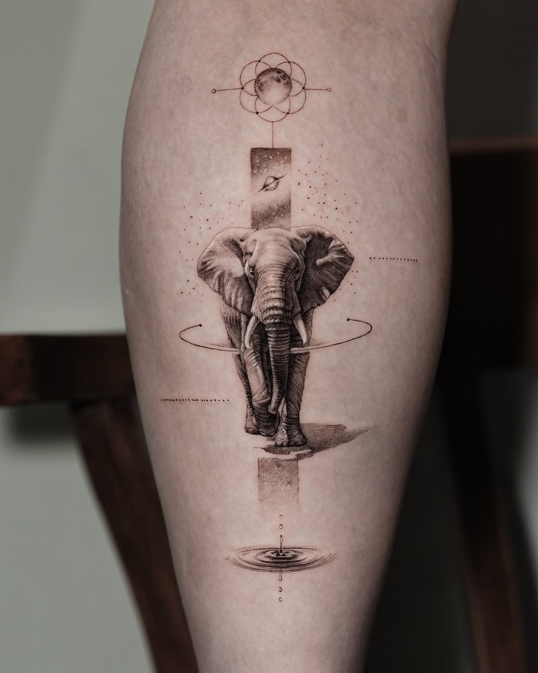 A harmonious blend of elephant and geometric symbolism