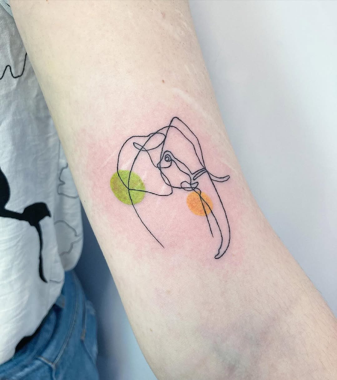 Unique Minimalist Elephant Line Art Tattoo