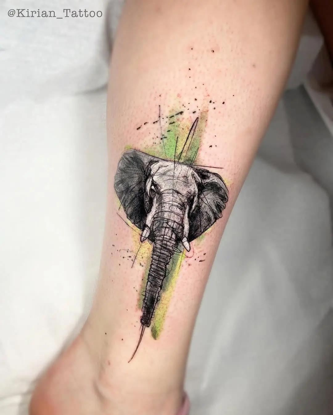 Stunning minimalist elephant tattoo design