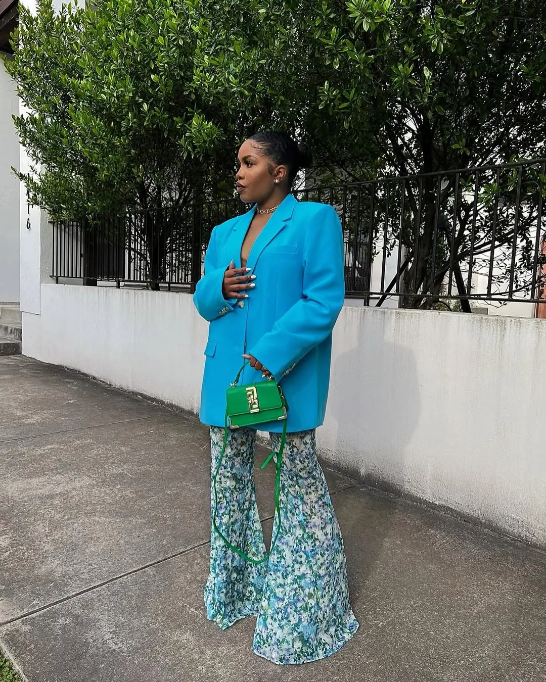 Chic flare pants complemented by a vibrant blazer
