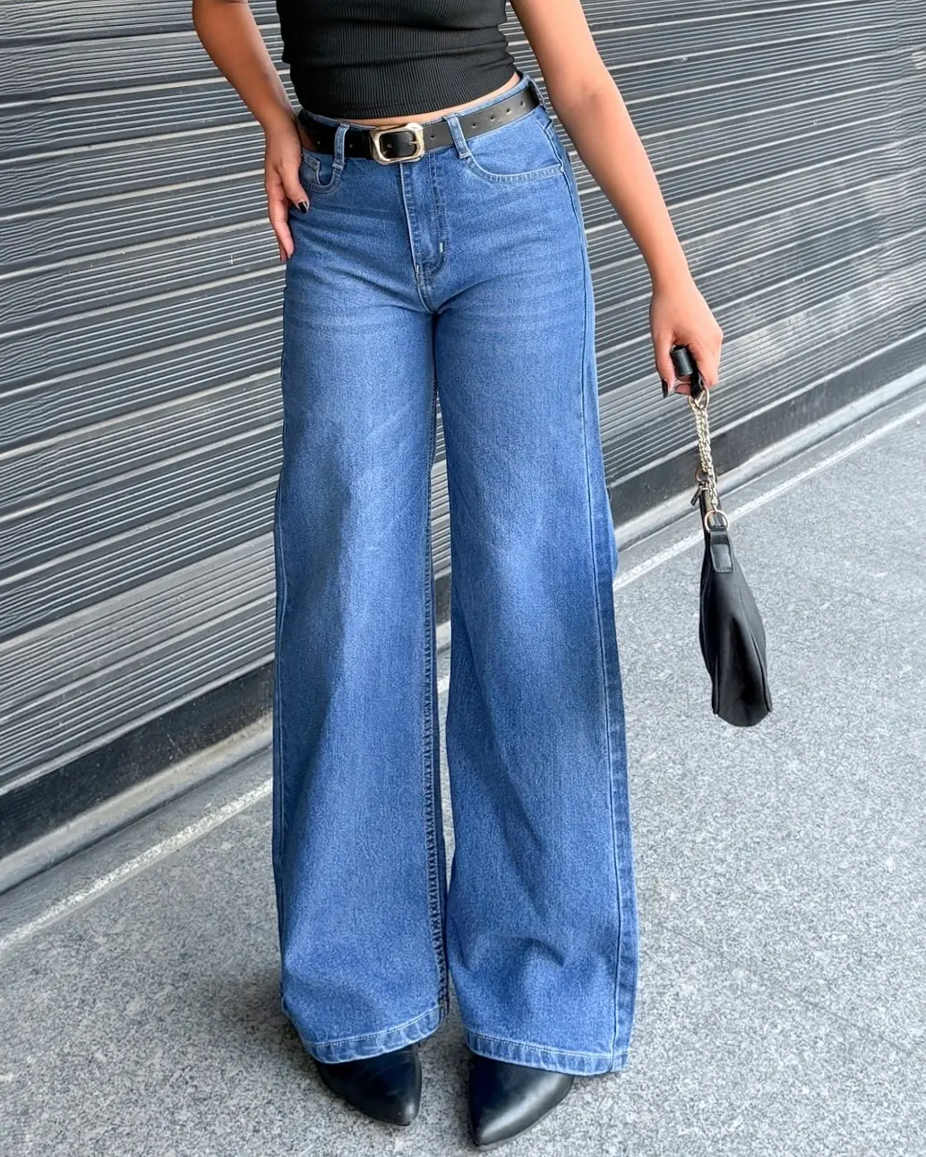 Chic Flare Pants with Sleek Black Top