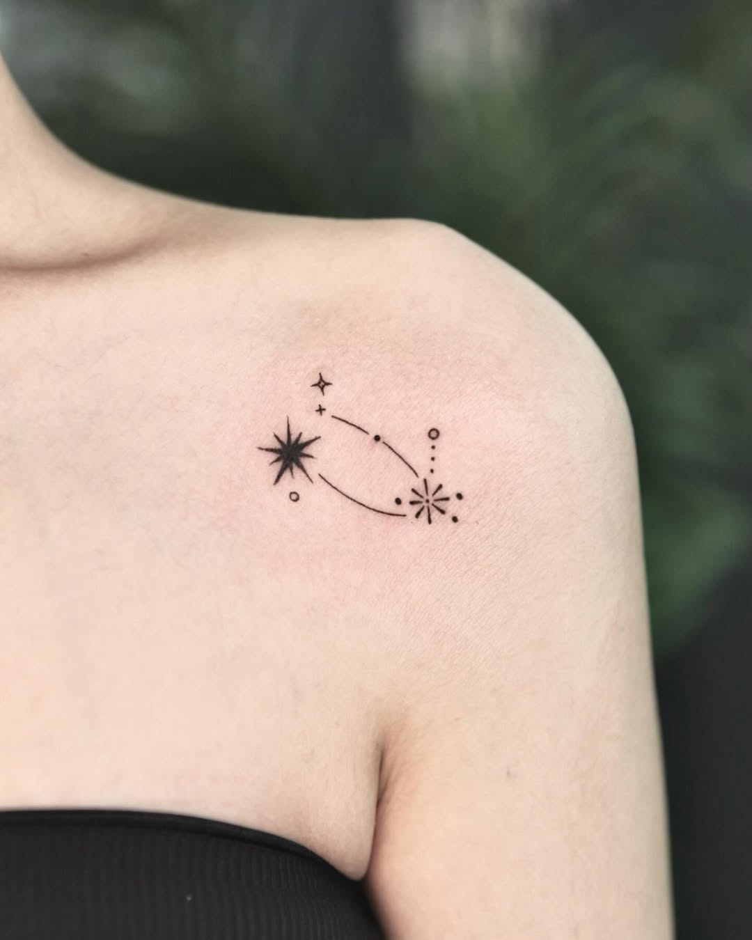 Celestial Gemini Constellation Inked On Shoulder