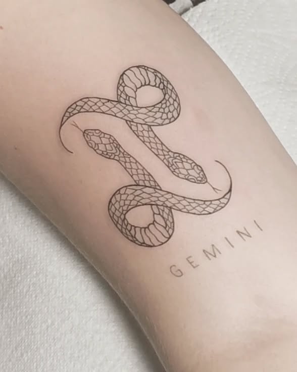 Stylish Gemini snake tattoo design for astrology lovers