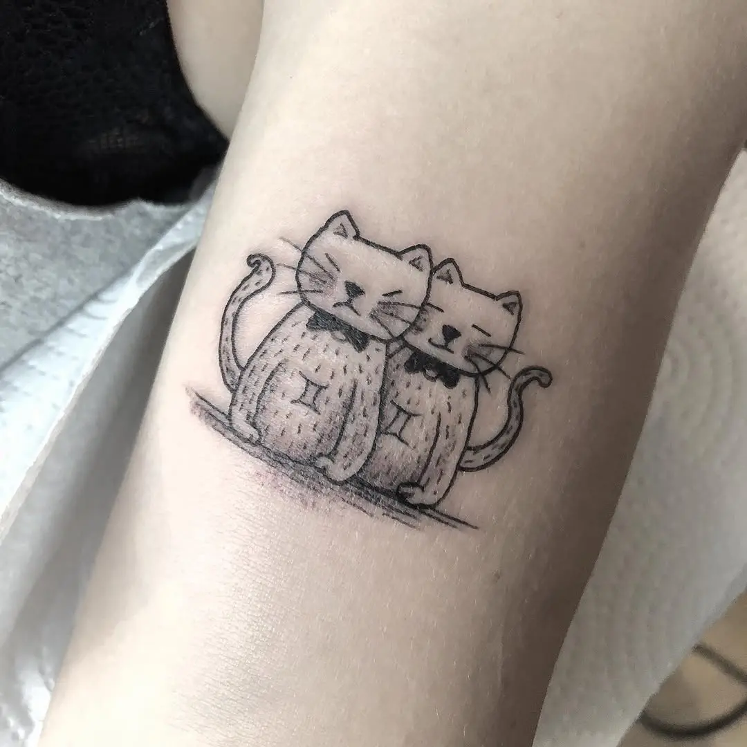 Charming twin cat Gemini tattoos for zodiac lovers