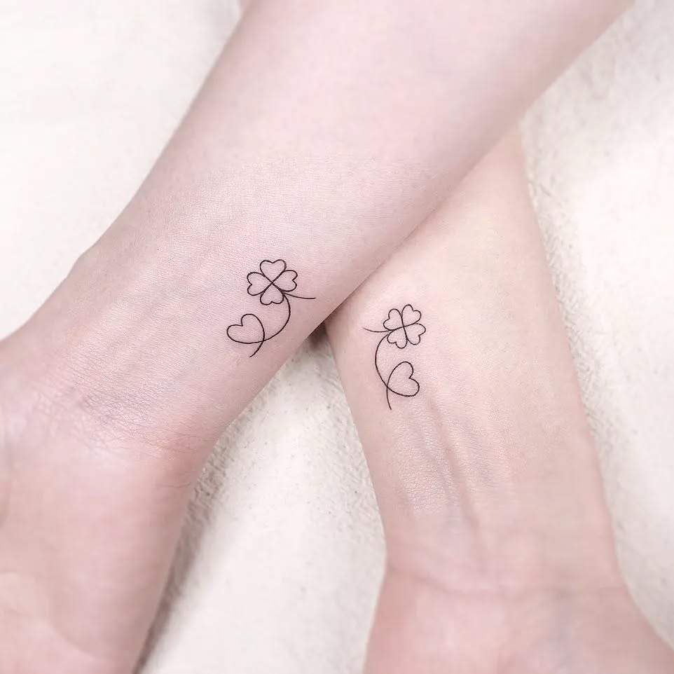 Charming Heart and Flower Tattoo Design