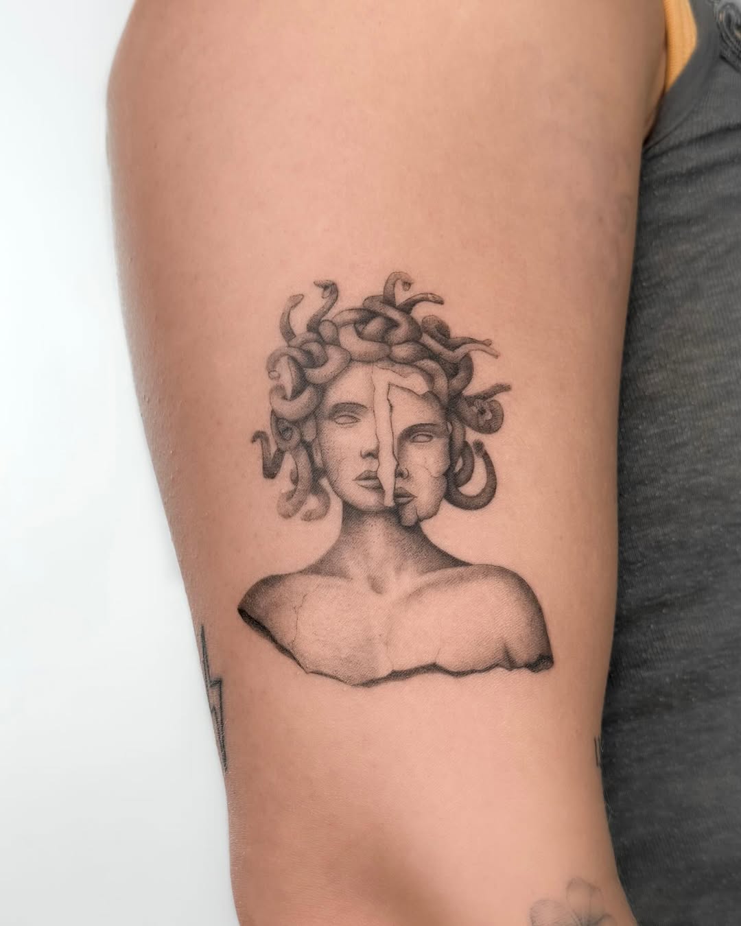 Unique Medusa tattoo with dual faces