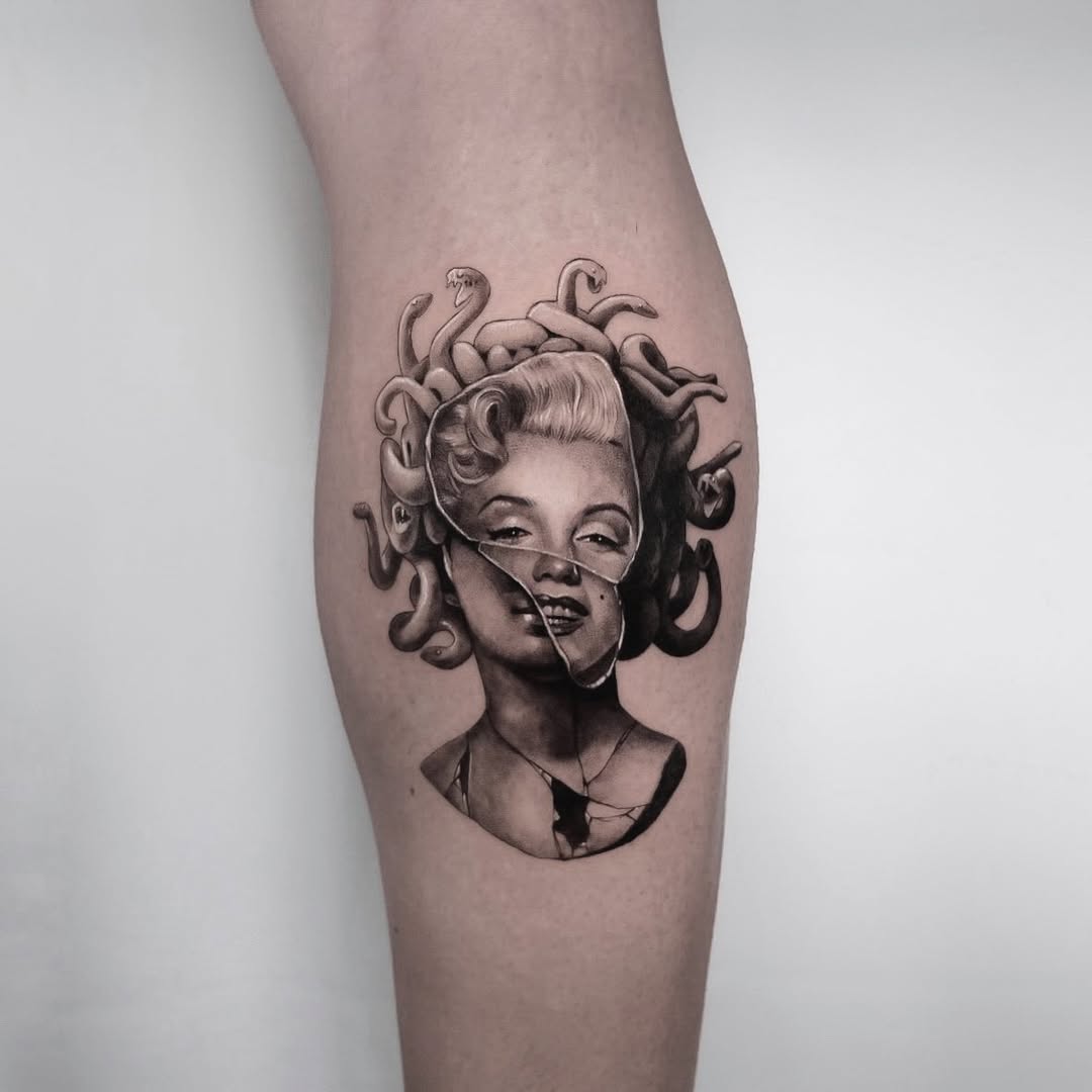 Striking Medusa-Inspired Marilyn Monroe Tattoo