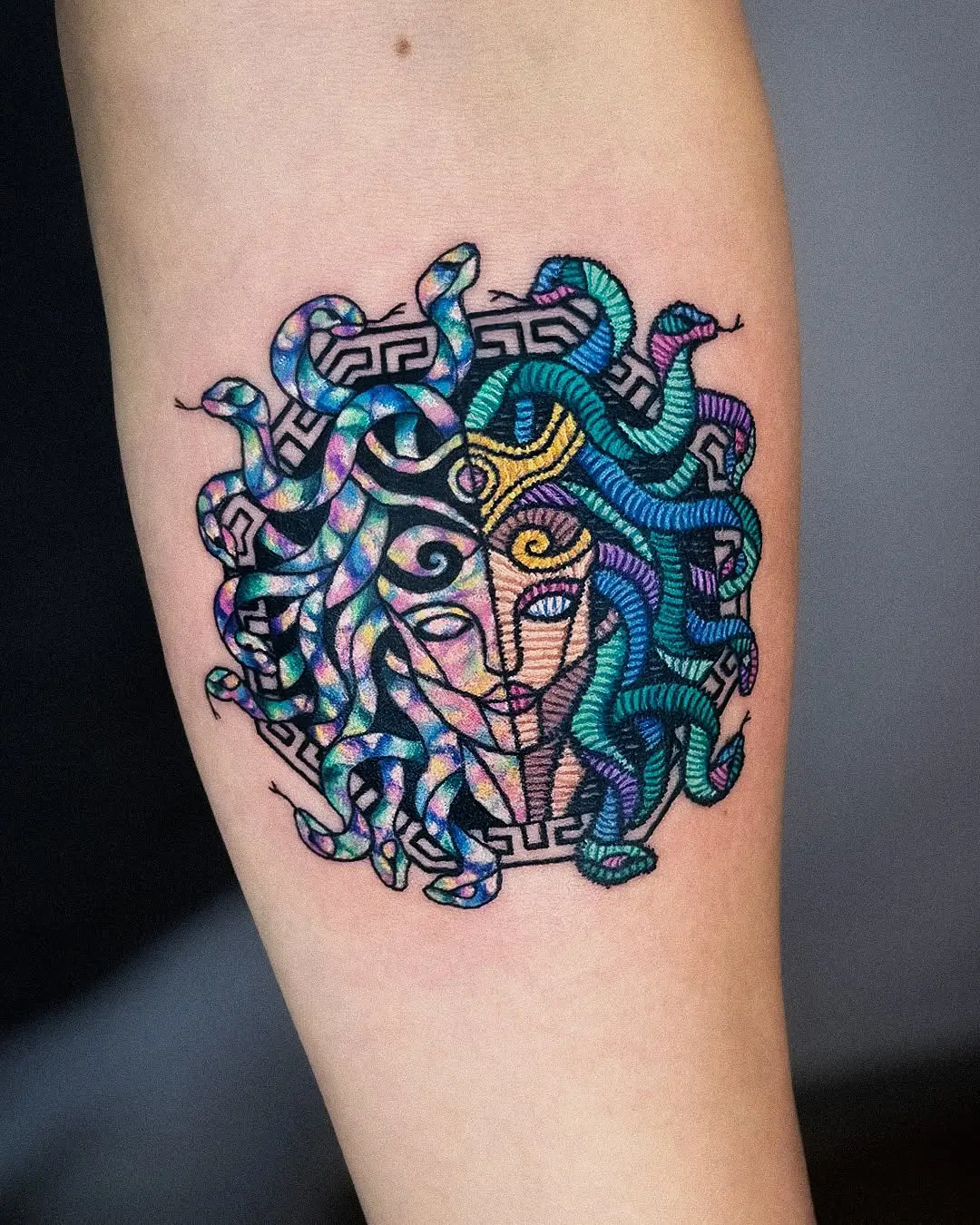 Vibrant Medusa Tattoo with Intricate Design