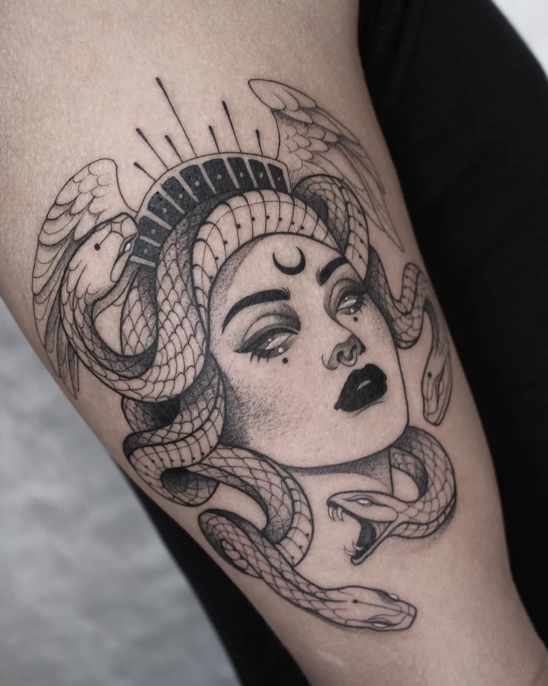 Stunning Medusa Tattoo with Serpent Details