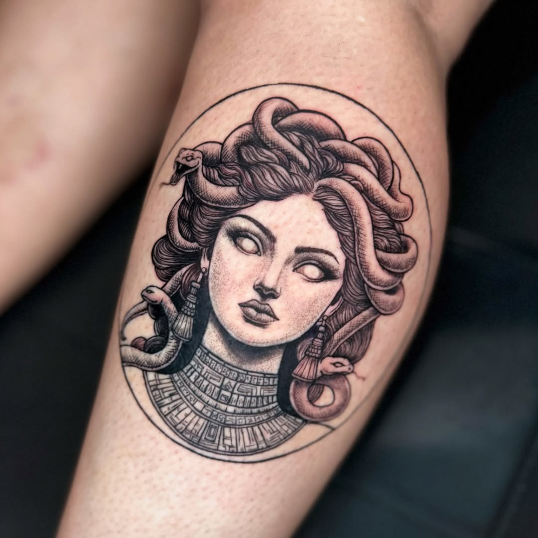 Striking Medusa Tattoo Featuring Serpents