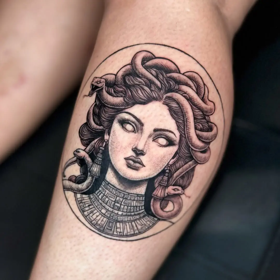 Striking Medusa Tattoo Featuring Serpents