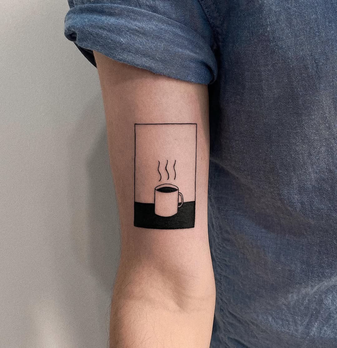 Stylish Minimalist Coffee Cup Tattoo